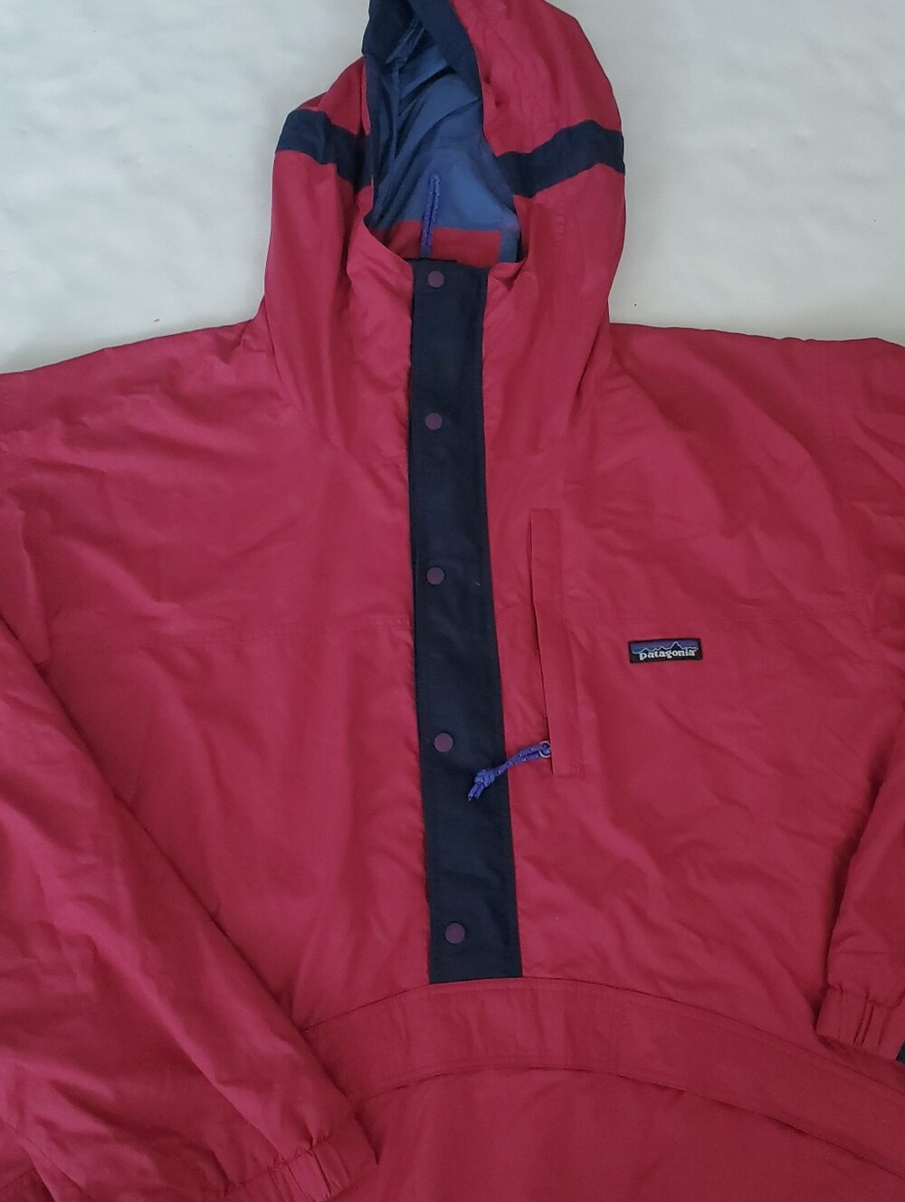 Patagonia Maroon Snap Zip Hooded Back Bowl Anorak Jacket SZ Large Vintage 97 90s